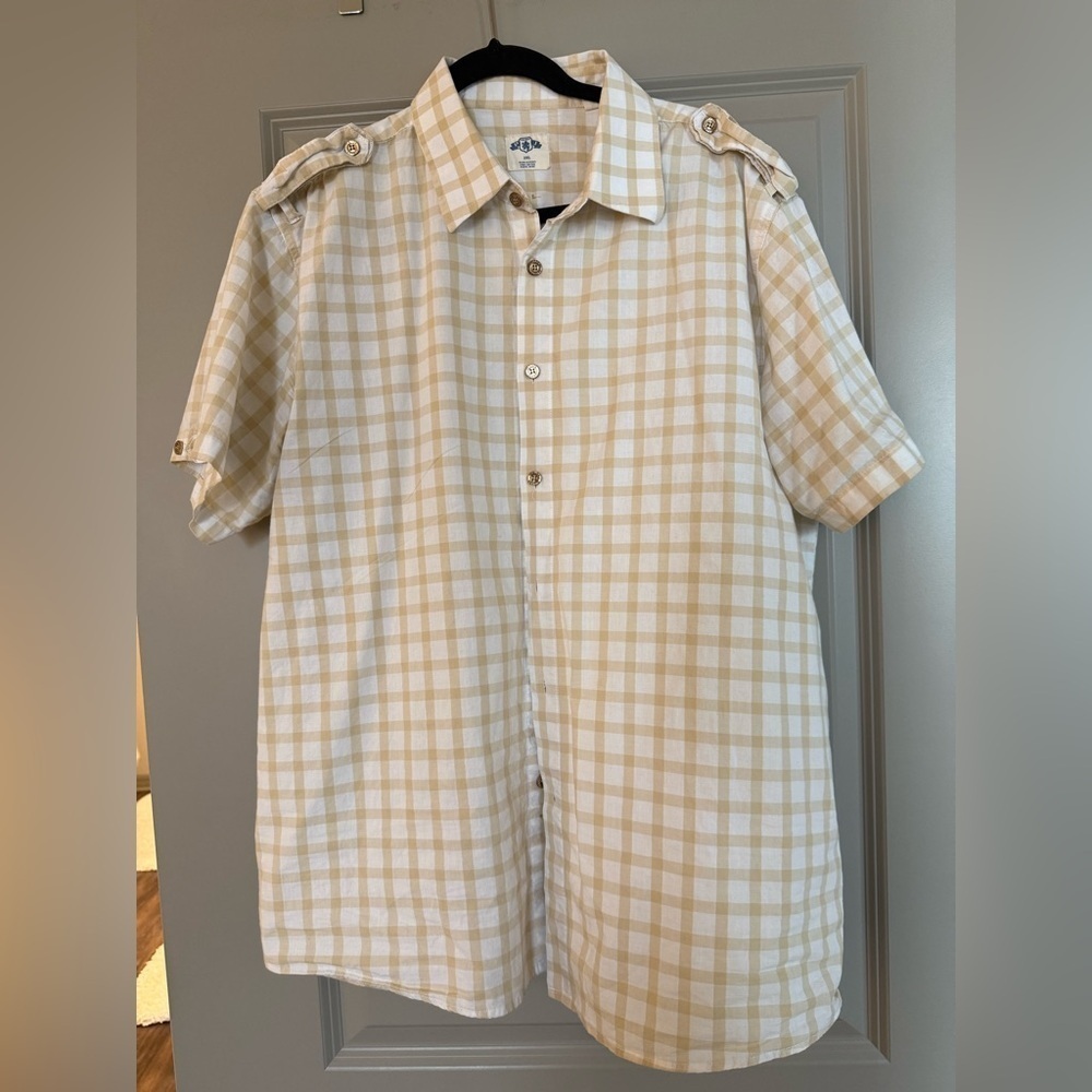 Men's Beige Checkered Shirt